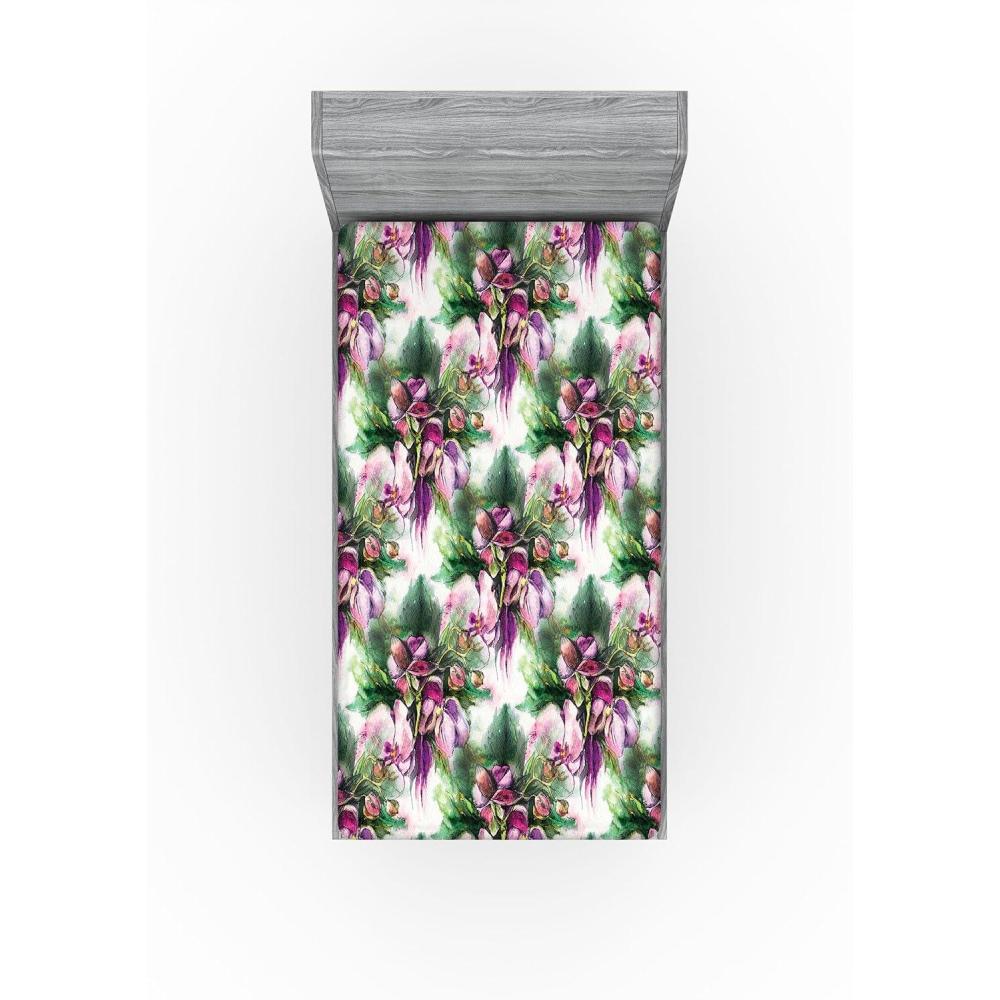 imageAmbesonne Floral Fitted Sheet Valentines Day Theme Grunge Style Repetitive Rose Flowers Abstract Decorative Soft Bedding AllRound Elastic Pocket California King Pale Fuchsia and SepiaPale Ruby and Reseda Green