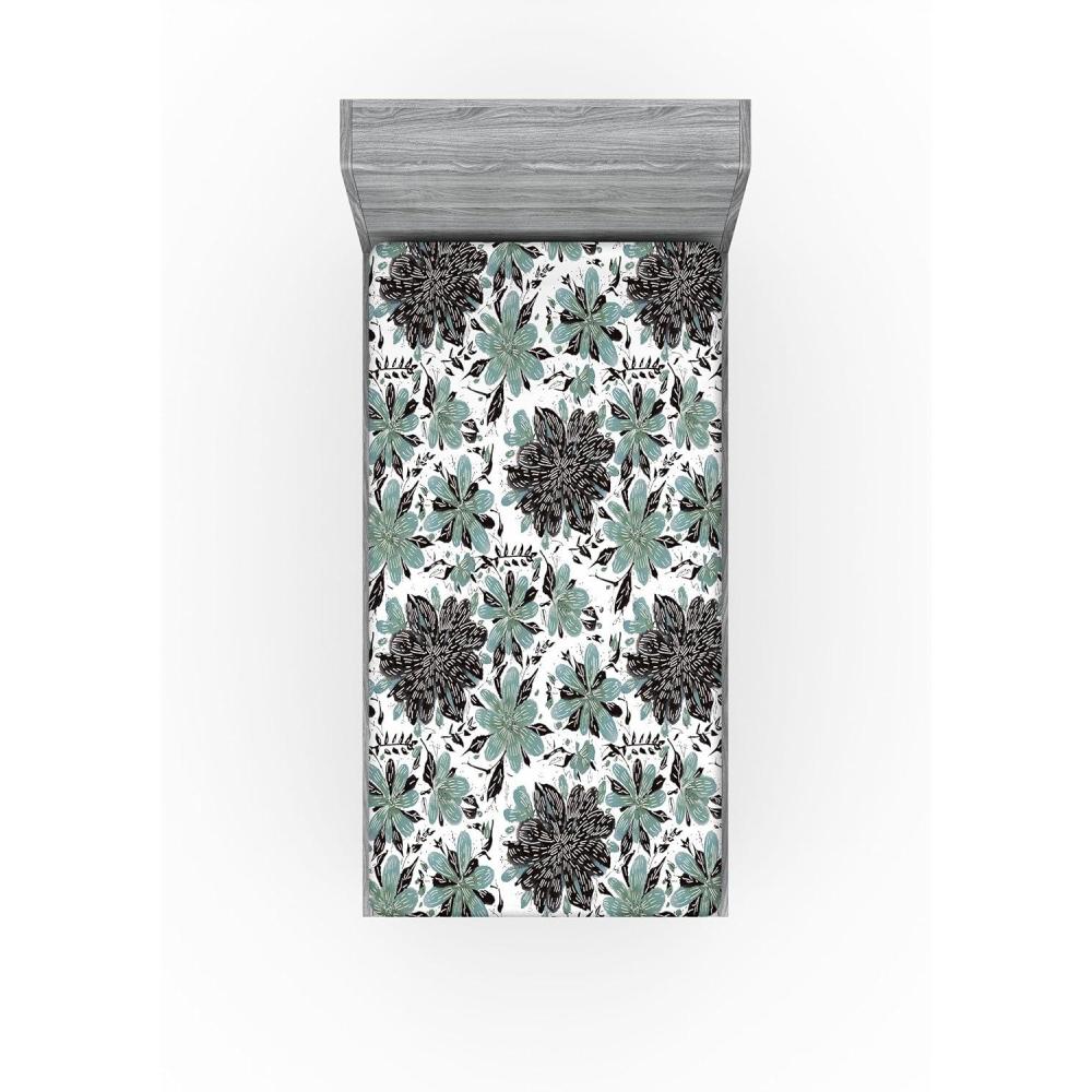 imageAmbesonne Floral Fitted Sheet Valentines Day Theme Grunge Style Repetitive Rose Flowers Abstract Decorative Soft Bedding AllRound Elastic Pocket California King Pale Fuchsia and SepiaReseda Green Grey and White