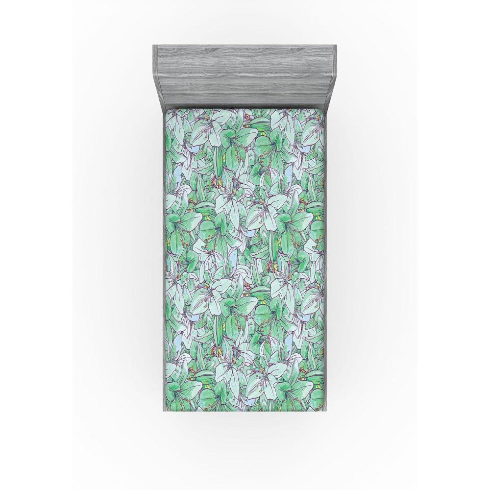 imageAmbesonne Floral Fitted Sheet Valentines Day Theme Grunge Style Repetitive Rose Flowers Abstract Decorative Soft Bedding AllRound Elastic Pocket California King Pale Fuchsia and SepiaPale Green and Earth Yellow
