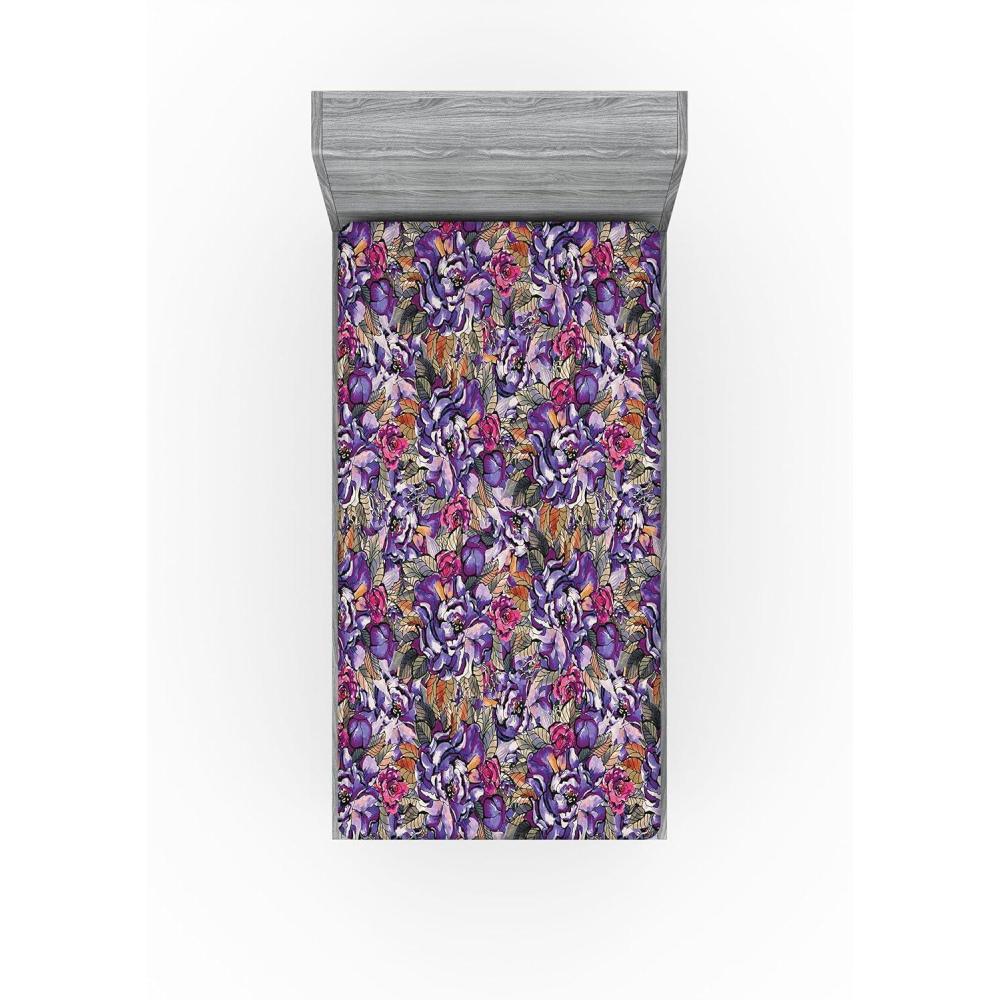 imageAmbesonne Floral Fitted Sheet Valentines Day Theme Grunge Style Repetitive Rose Flowers Abstract Decorative Soft Bedding AllRound Elastic Pocket California King Pale Fuchsia and SepiaPale Purple and Sage Green