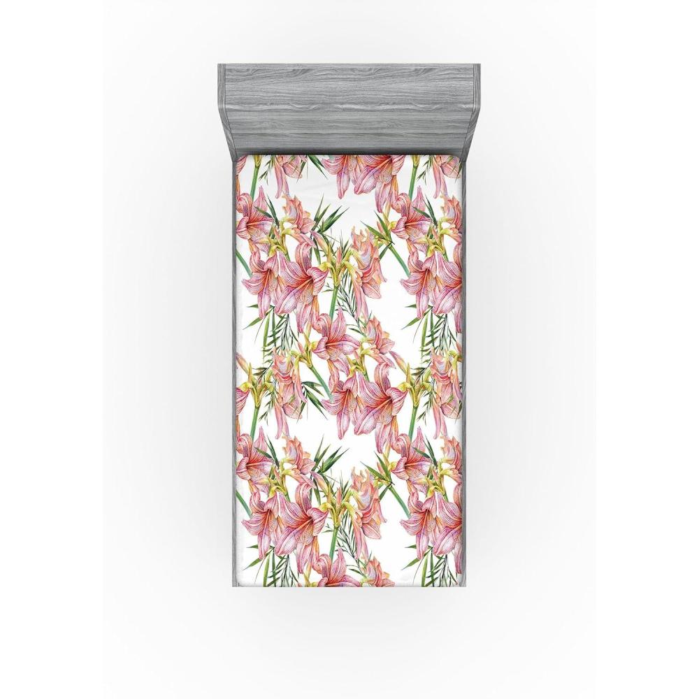 imageAmbesonne Floral Fitted Sheet Valentines Day Theme Grunge Style Repetitive Rose Flowers Abstract Decorative Soft Bedding AllRound Elastic Pocket California King Pale Fuchsia and SepiaRaspberry and Pistachio Green