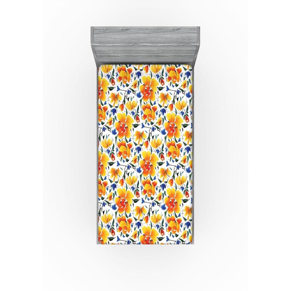 imageAmbesonne Floral Fitted Sheet Valentines Day Theme Grunge Style Repetitive Rose Flowers Abstract Decorative Soft Bedding AllRound Elastic Pocket California King Pale Fuchsia and SepiaEarth Yellow Violet Blue