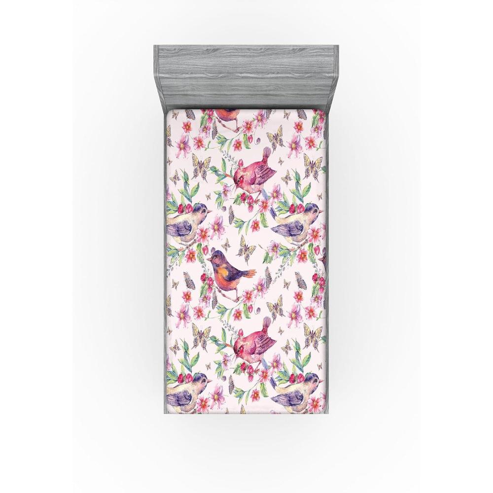 imageAmbesonne Floral Fitted Sheet Valentines Day Theme Grunge Style Repetitive Rose Flowers Abstract Decorative Soft Bedding AllRound Elastic Pocket California King Pale Fuchsia and SepiaPastel Pink and Sage Green