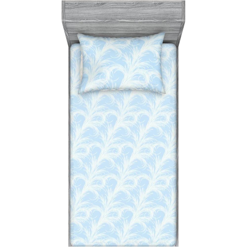 imageAmbesonne Floral Fitted Sheet amp Pillow Sham Set Realistic Painting Print A Million Roses to My Love Valentines Day Decorative Printed 3 Piece Bedding Decor Set Full Pale Pink Dark Pink and EcruSoft Blue Off White