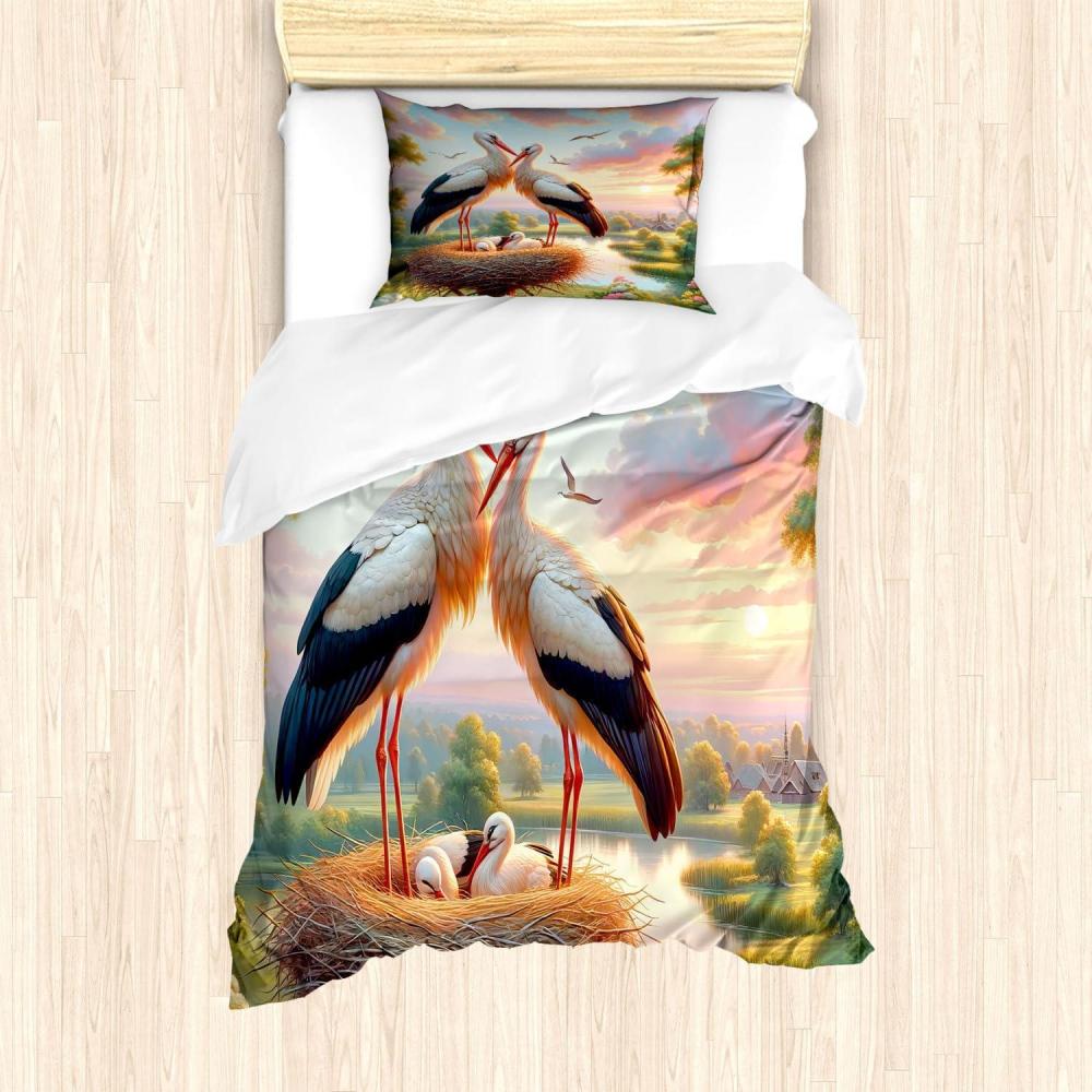 imageAmbesonne Floral Heart Duvet Cover Set Tenderness of Romantic Garden Ivy Branches and Roses Valentines Day Decorative 3 Piece Bedding Set with 2 Pillow Shams Queen Size Laurel Green and PinkFern Green Multicolor
