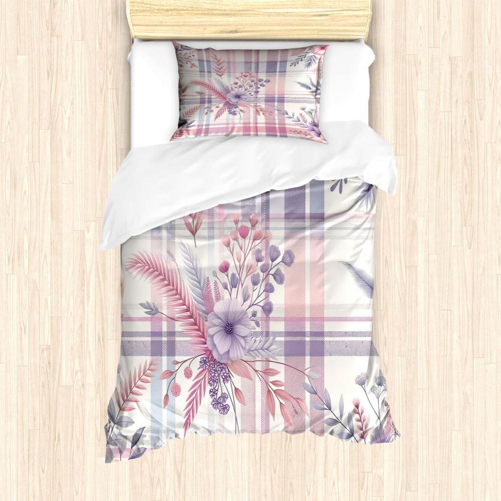 imageAmbesonne Floral Heart Duvet Cover Set Tenderness of Romantic Garden Ivy Branches and Roses Valentines Day Decorative 3 Piece Bedding Set with 2 Pillow Shams Queen Size Laurel Green and PinkLilac and Pale Pink