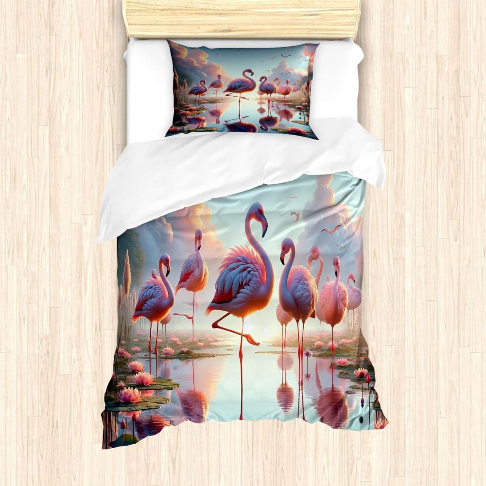 imageAmbesonne Floral Heart Duvet Cover Set Tenderness of Romantic Garden Ivy Branches and Roses Valentines Day Decorative 3 Piece Bedding Set with 2 Pillow Shams Queen Size Laurel Green and PinkPale Pink Soft Blue