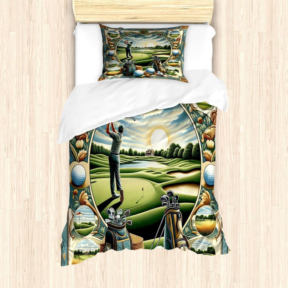 imageAmbesonne Floral Heart Duvet Cover Set Tenderness of Romantic Garden Ivy Branches and Roses Valentines Day Decorative 3 Piece Bedding Set with 2 Pillow Shams Queen Size Laurel Green and PinkFern Green Blue and Mustard