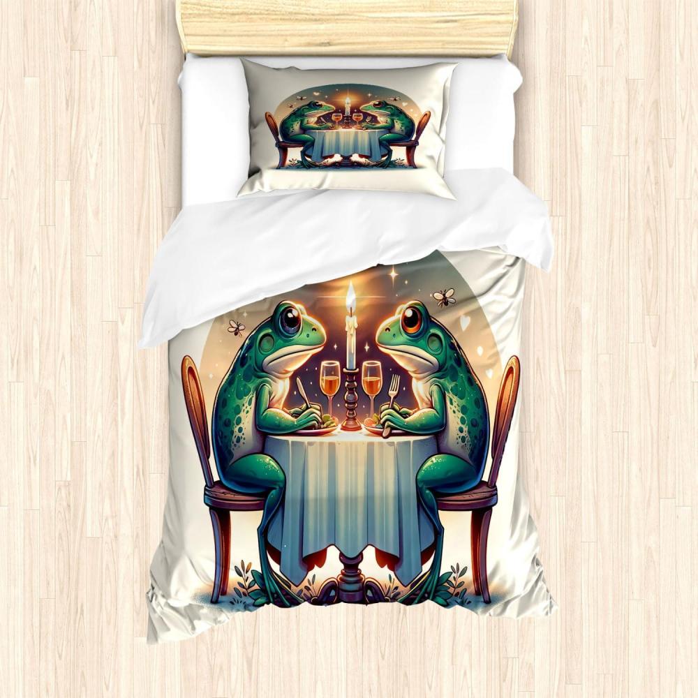 imageAmbesonne Floral Heart Duvet Cover Set Tenderness of Romantic Garden Ivy Branches and Roses Valentines Day Decorative 3 Piece Bedding Set with 2 Pillow Shams Queen Size Laurel Green and PinkFern Green White Brown