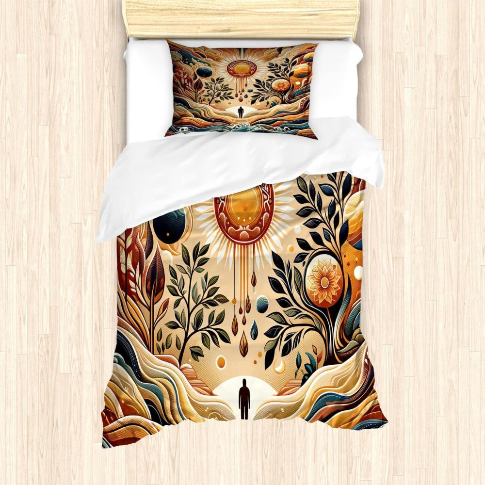 imageAmbesonne Floral Heart Duvet Cover Set Tenderness of Romantic Garden Ivy Branches and Roses Valentines Day Decorative 3 Piece Bedding Set with 2 Pillow Shams Queen Size Laurel Green and PinkPale Brown Petrol Blue