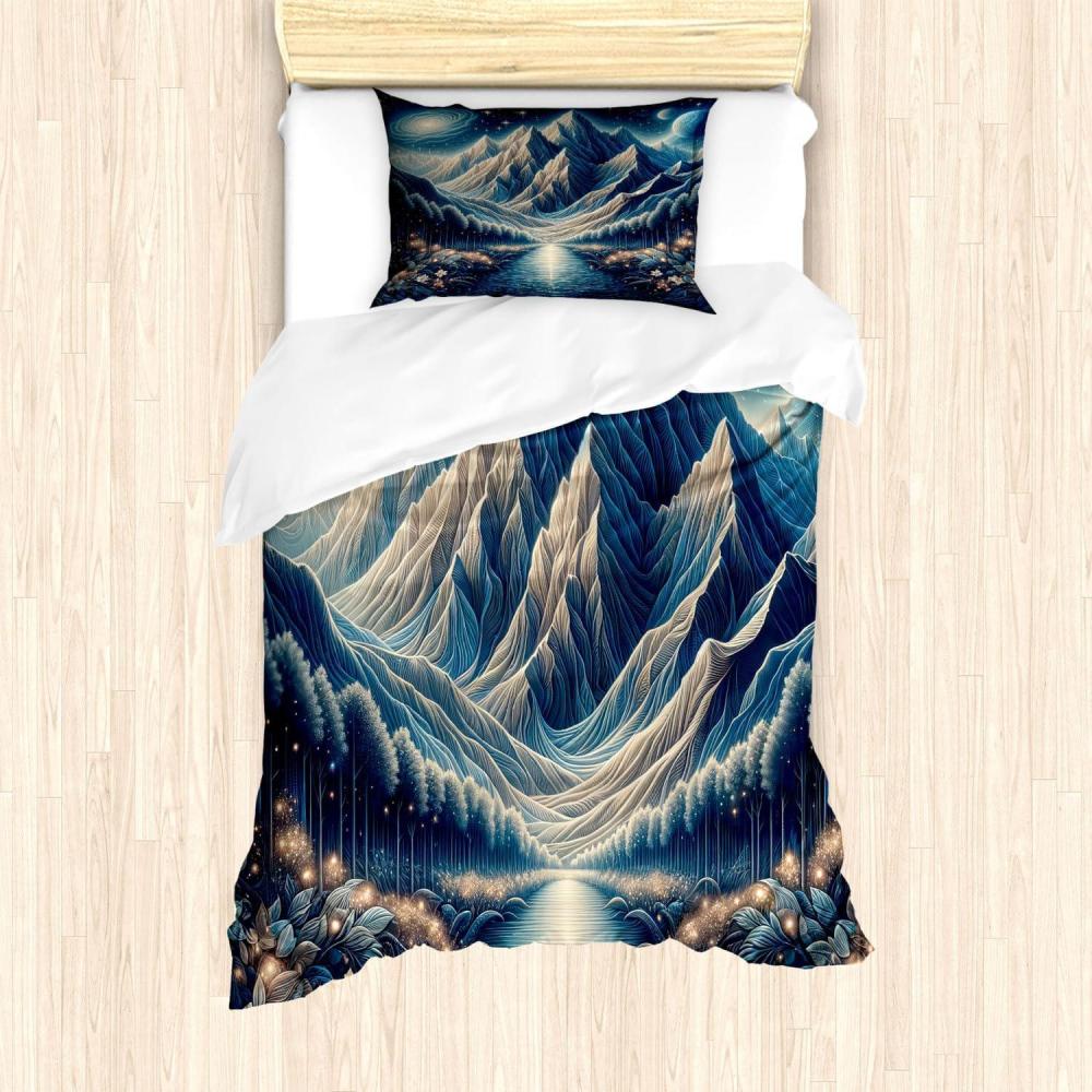 imageAmbesonne Floral Heart Duvet Cover Set Tenderness of Romantic Garden Ivy Branches and Roses Valentines Day Decorative 3 Piece Bedding Set with 2 Pillow Shams Queen Size Laurel Green and PinkNight Blue and Coconut