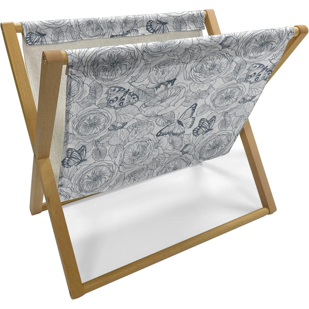 imageAmbesonne Floral Magazine and Book Holder Romantic Roses Leaves Rosebuds Valentines Day Sketch Repetitive Pattern Floor Rack Decor for Interior of Home amp Office 22 x 19 Pastel Pink and RosePale Blue Purpleblue