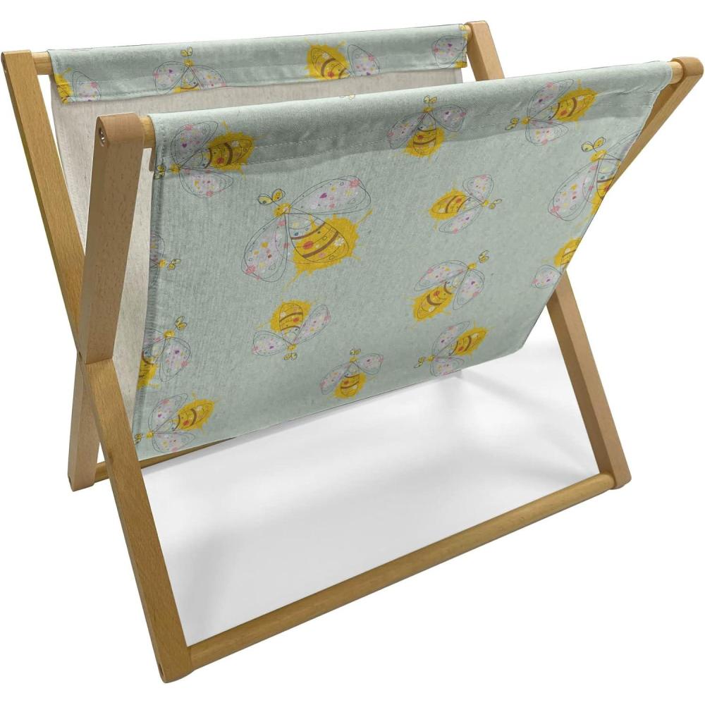 imageAmbesonne Floral Magazine and Book Holder Romantic Roses Leaves Rosebuds Valentines Day Sketch Repetitive Pattern Floor Rack Decor for Interior of Home amp Office 22 x 19 Pastel Pink and RosePale Green Earth Yellow