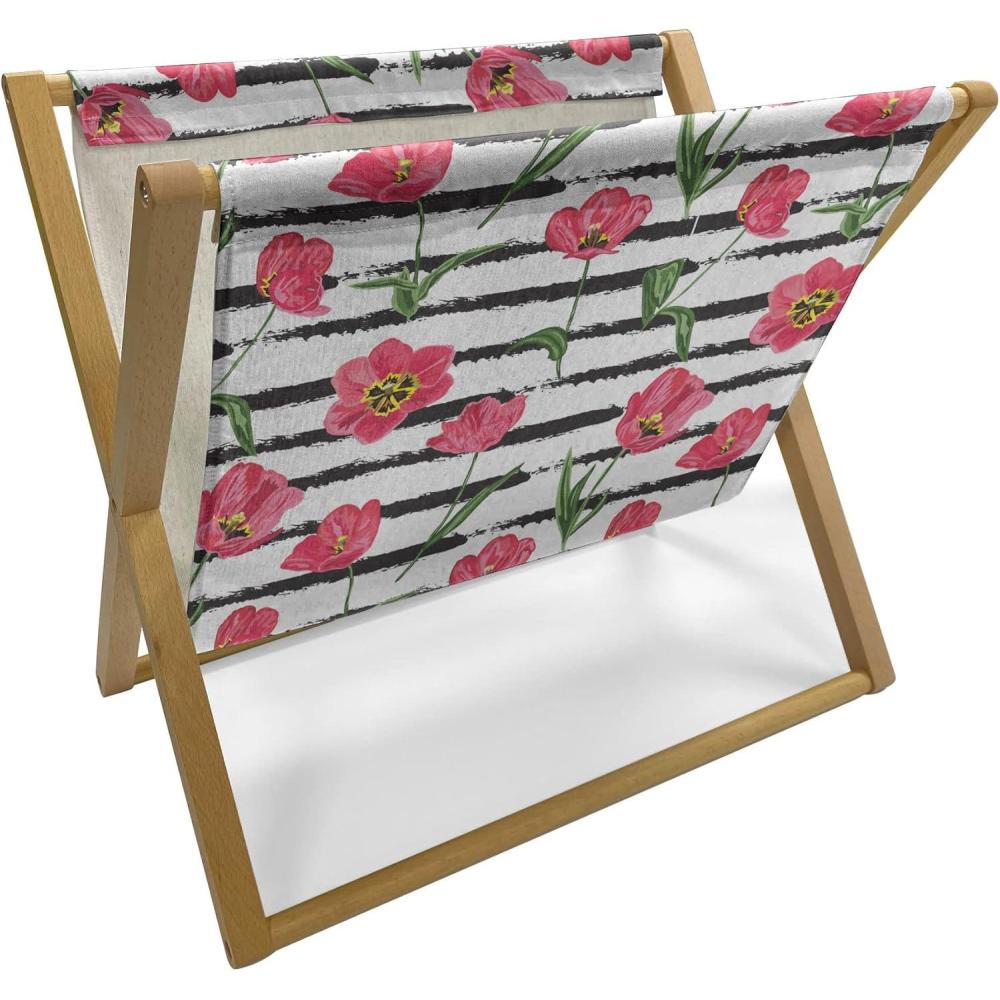 imageAmbesonne Floral Magazine and Book Holder Romantic Roses Leaves Rosebuds Valentines Day Sketch Repetitive Pattern Floor Rack Decor for Interior of Home amp Office 22 x 19 Pastel Pink and RoseDark Coral and Olive Green