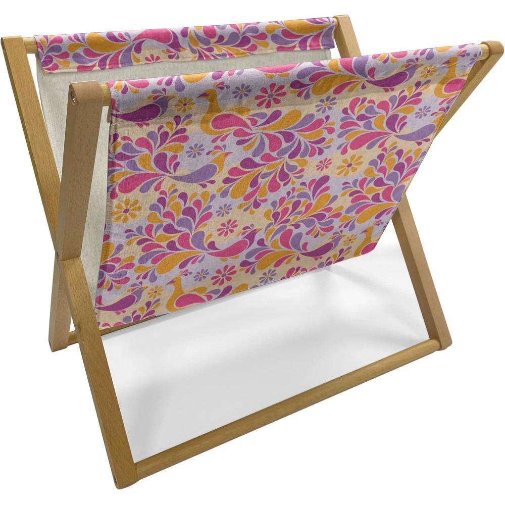 imageAmbesonne Floral Magazine and Book Holder Romantic Roses Leaves Rosebuds Valentines Day Sketch Repetitive Pattern Floor Rack Decor for Interior of Home amp Office 22 x 19 Pastel Pink and RoseHot Pink Dark Magenta