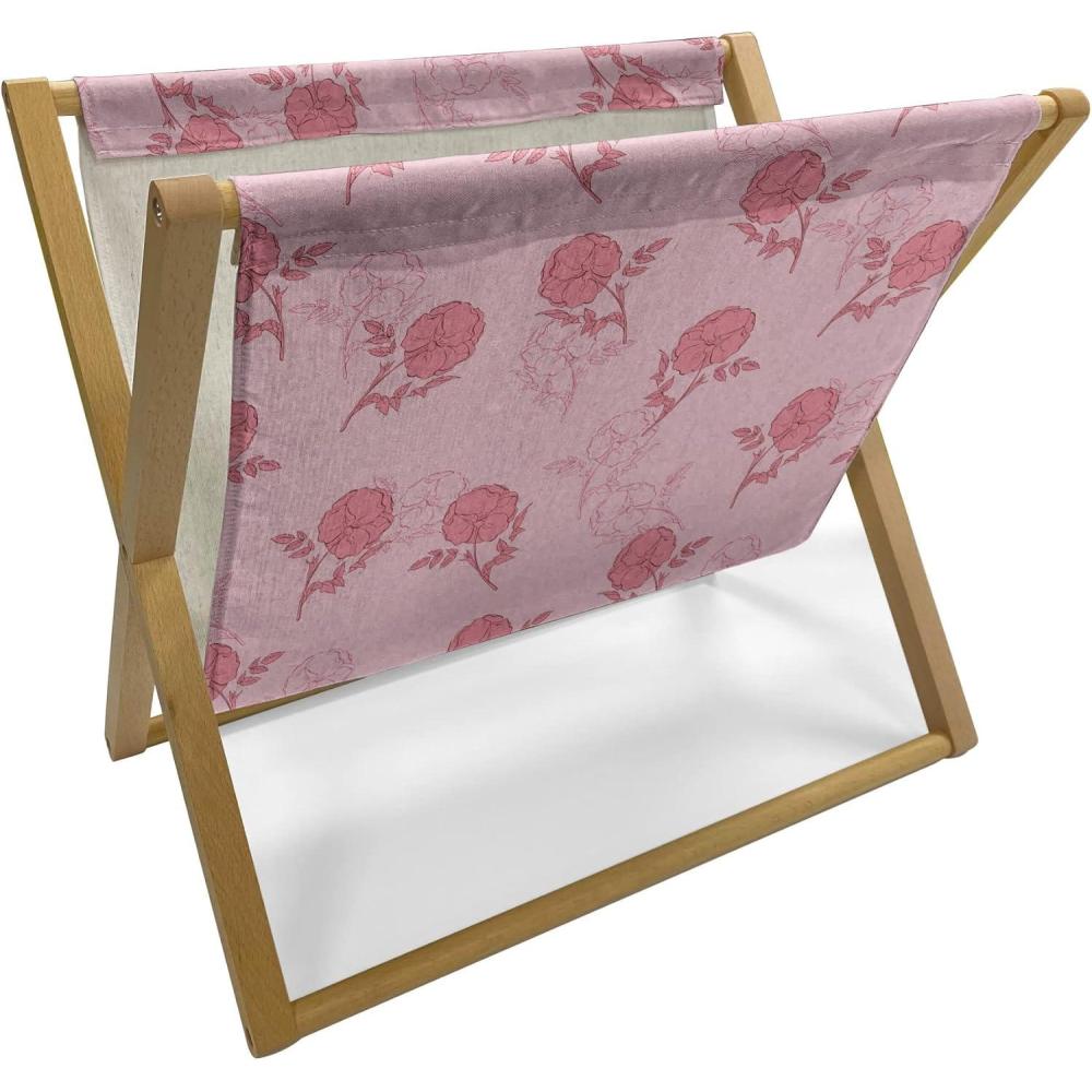 imageAmbesonne Floral Magazine and Book Holder Romantic Roses Leaves Rosebuds Valentines Day Sketch Repetitive Pattern Floor Rack Decor for Interior of Home amp Office 22 x 19 Pastel Pink and RosePastel Pink and Rose