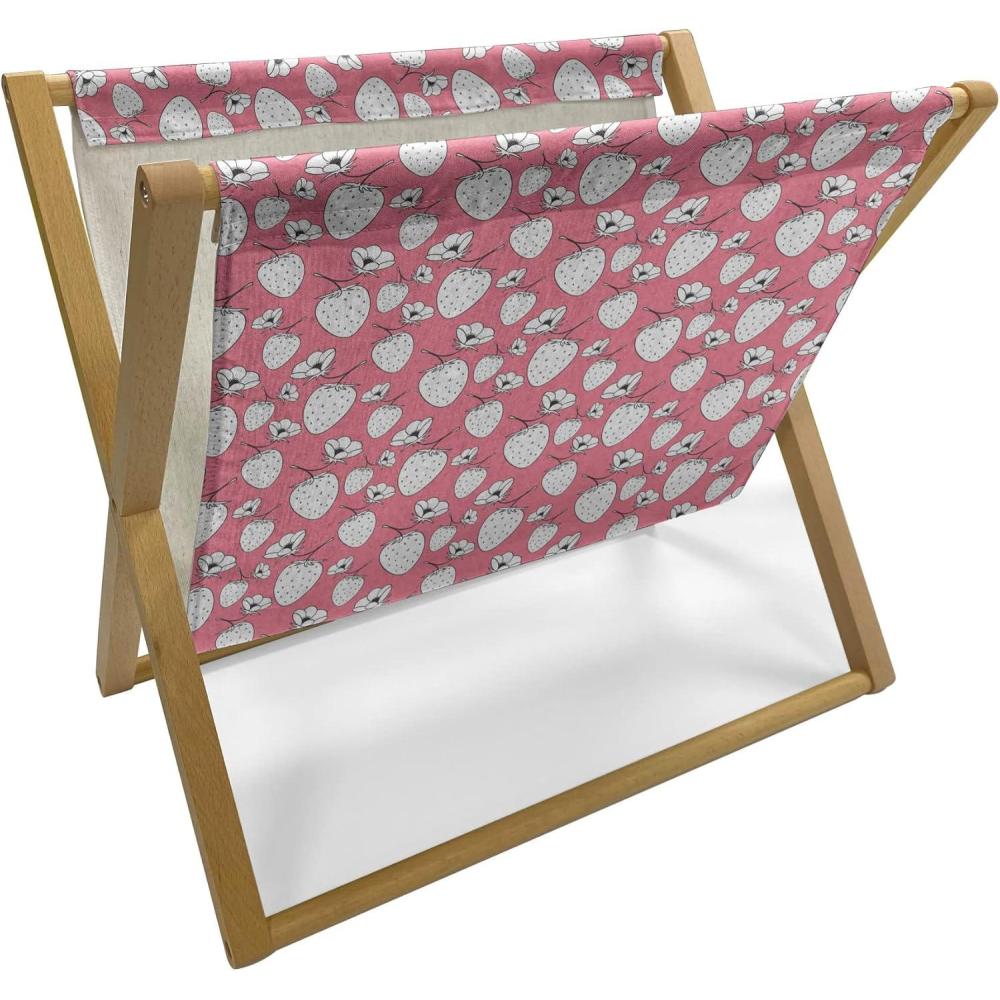 imageAmbesonne Floral Magazine and Book Holder Romantic Roses Leaves Rosebuds Valentines Day Sketch Repetitive Pattern Floor Rack Decor for Interior of Home amp Office 22 x 19 Pastel Pink and RosePastel Pink White
