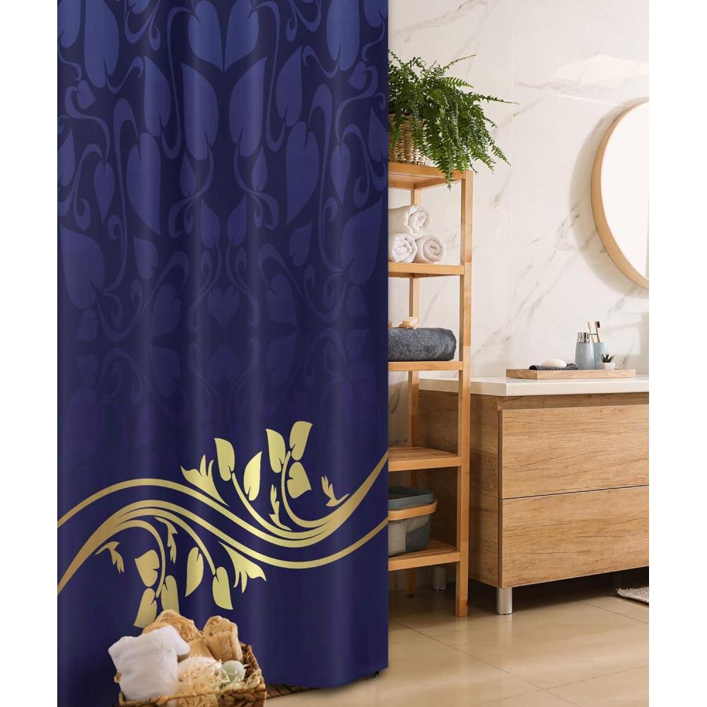 imageAmbesonne Floral Stall Shower Curtain Romantic Royal Leaf Pattern Yellow Colored Blossoming Branch Leaves Fabric Bathroom Decor Set with Hooks 36 W x 72 L Indigo Purple