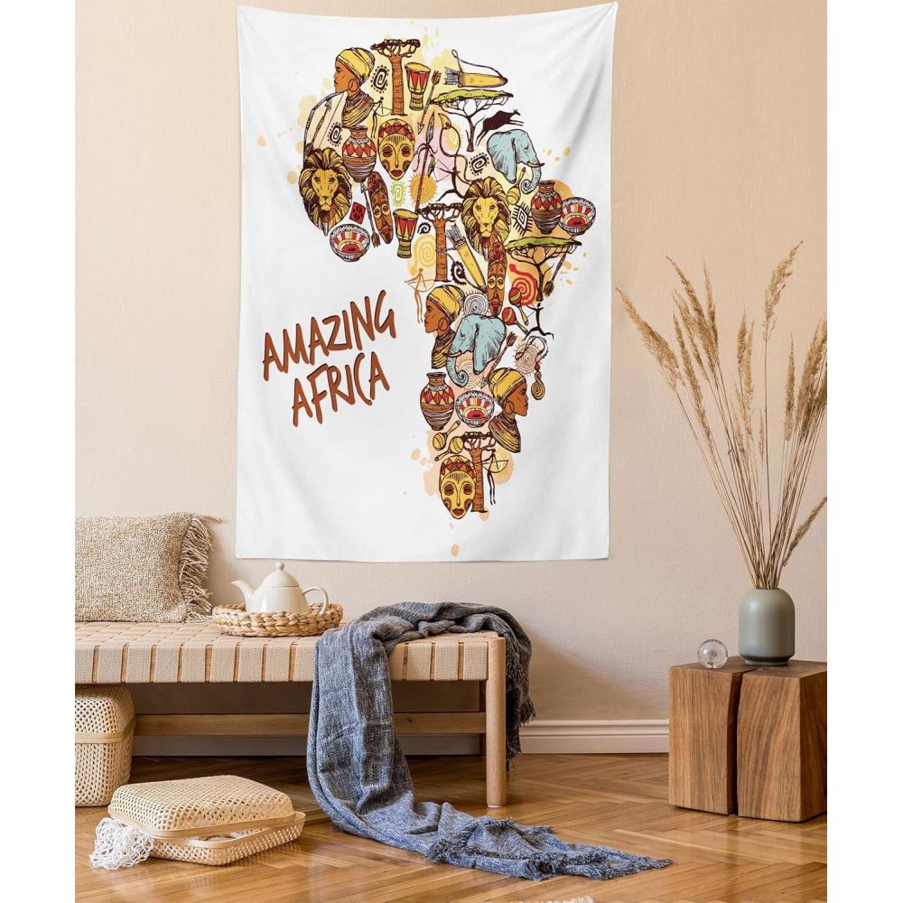 imageAmbesonne Forest Tapestry Mystic Dark Fog Atmosphere Deep in The Forest Woodland Nobody Silence Image Wide Wall Hanging for Bedroom Living Room Dorm 60 X 40 Brown Orange GreenCinnamon Yellow