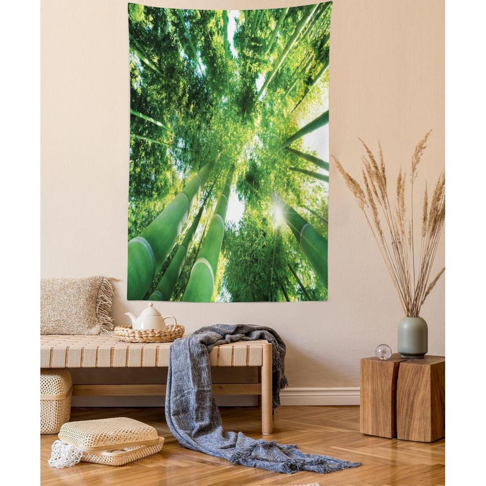 imageAmbesonne Forest Tapestry Mystic Dark Fog Atmosphere Deep in The Forest Woodland Nobody Silence Image Wide Wall Hanging for Bedroom Living Room Dorm 60 X 40 Brown Orange GreenForest Green