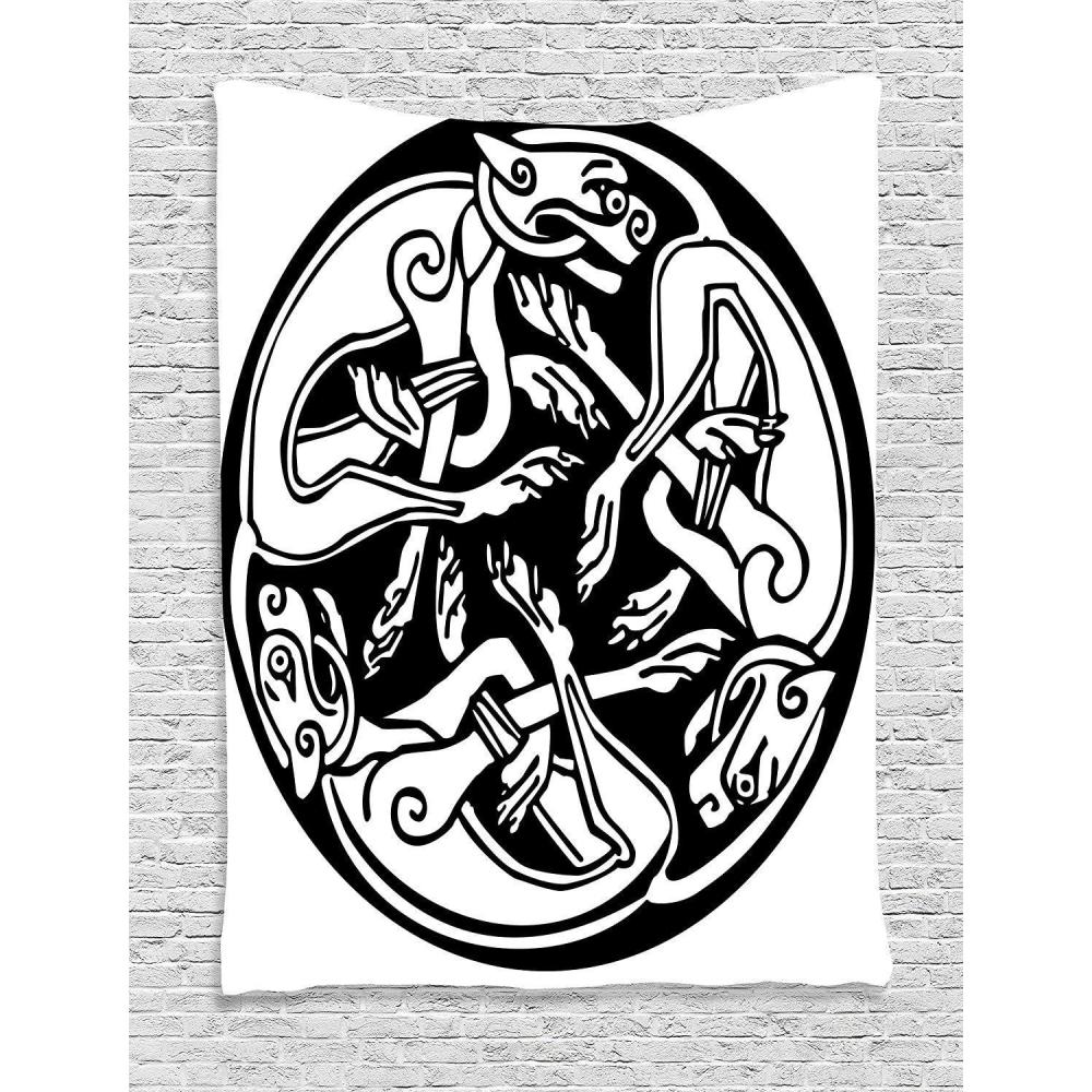imageAmbesonne Forest Tapestry Mystic Dark Fog Atmosphere Deep in The Forest Woodland Nobody Silence Image Wide Wall Hanging for Bedroom Living Room Dorm 60 X 40 Brown Orange GreenWhite Black