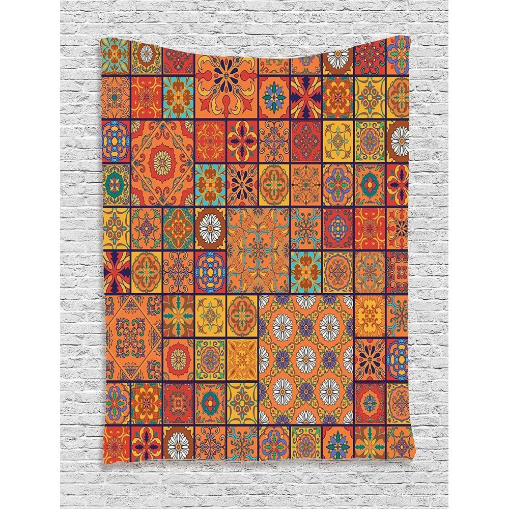 imageAmbesonne Forest Tapestry Mystic Dark Fog Atmosphere Deep in The Forest Woodland Nobody Silence Image Wide Wall Hanging for Bedroom Living Room Dorm 60 X 40 Brown Orange GreenMarigold Orange