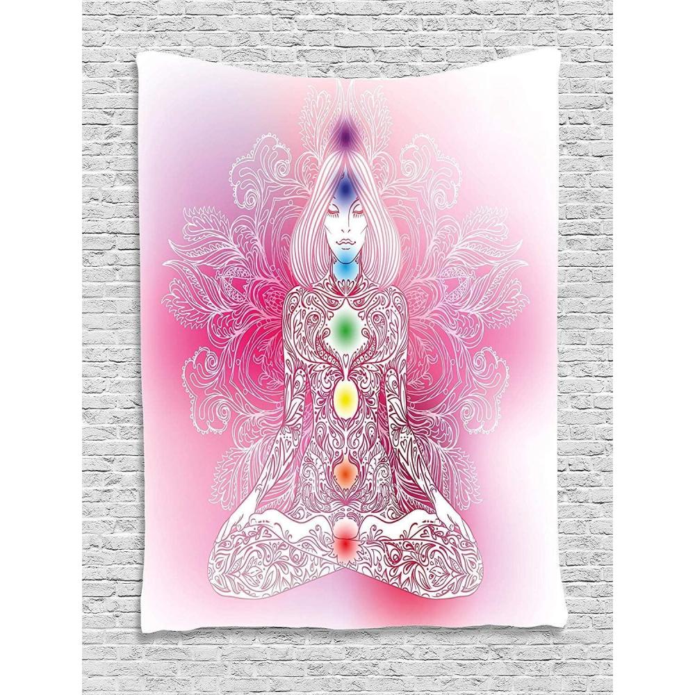 imageAmbesonne Forest Tapestry Mystic Dark Fog Atmosphere Deep in The Forest Woodland Nobody Silence Image Wide Wall Hanging for Bedroom Living Room Dorm 60 X 40 Brown Orange GreenPale Pink