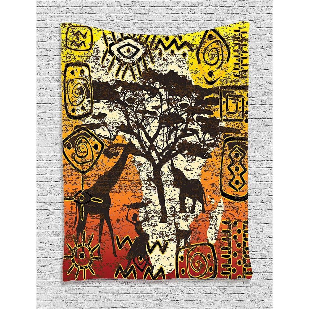 imageAmbesonne Forest Tapestry Mystic Dark Fog Atmosphere Deep in The Forest Woodland Nobody Silence Image Wide Wall Hanging for Bedroom Living Room Dorm 60 X 40 Brown Orange GreenOrange Yellow and Brown