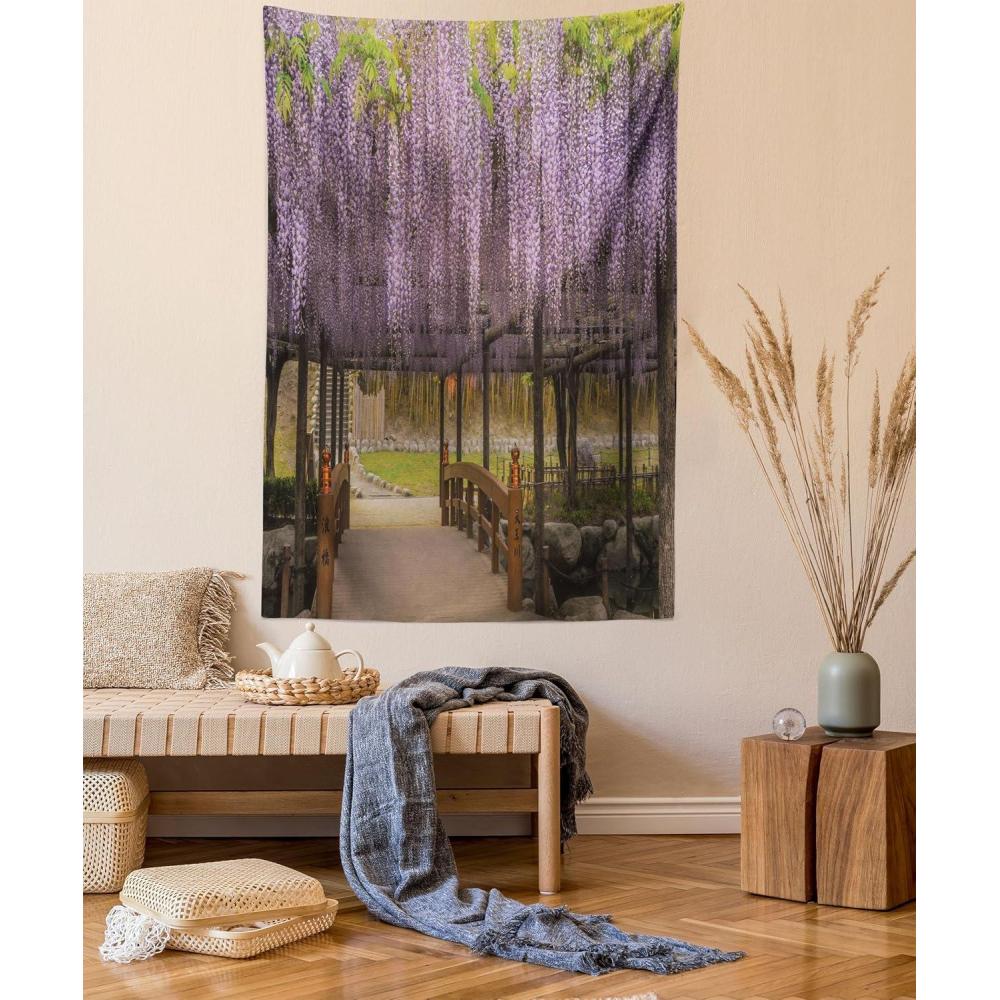 imageAmbesonne Forest Tapestry Mystic Dark Fog Atmosphere Deep in The Forest Woodland Nobody Silence Image Wide Wall Hanging for Bedroom Living Room Dorm 60 X 40 Brown Orange GreenPurple Brown