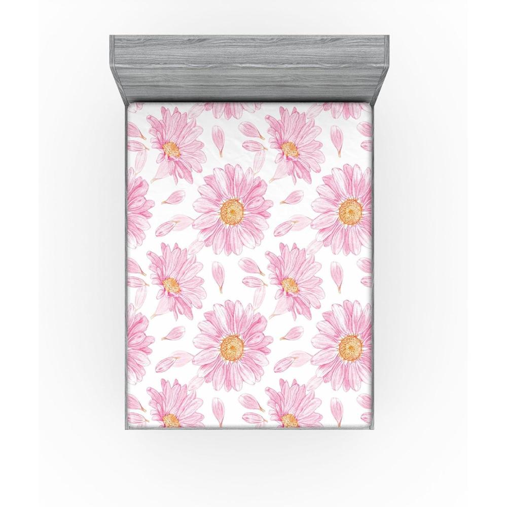 imageAmbesonne Garden Fitted Sheet Flowers Watercolor Splashes Valentine Romantic Theme Illustration Decorative Soft Fabric Bedding AllRound Elastic Pocket Twin Size Dark Pink Coral and BlushSoft Pink and Sand Brown