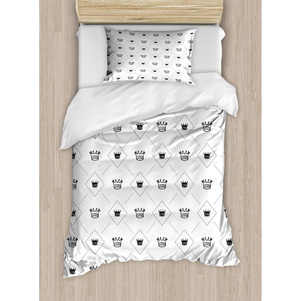 imageAmbesonne Kiss Duvet Cover Set Girl Black Silhouette Blowing Red Hearts Romance Love Valentines Day Theme Decorative 3 Piece Bedding Set with 2 Pillow Shams Queen Size Black White RedBlack