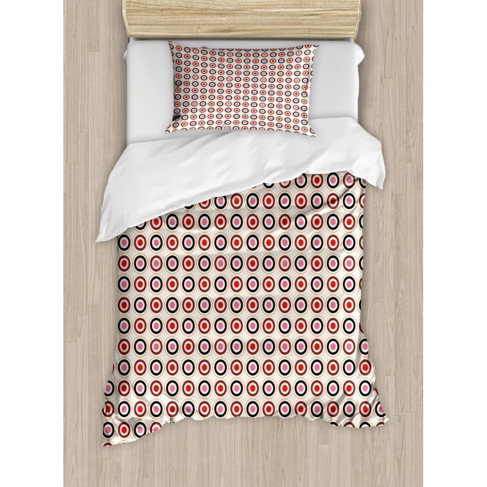 imageAmbesonne Kiss Duvet Cover Set Girl Black Silhouette Blowing Red Hearts Romance Love Valentines Day Theme Decorative 3 Piece Bedding Set with 2 Pillow Shams Queen Size Black White RedBeige Multicolor