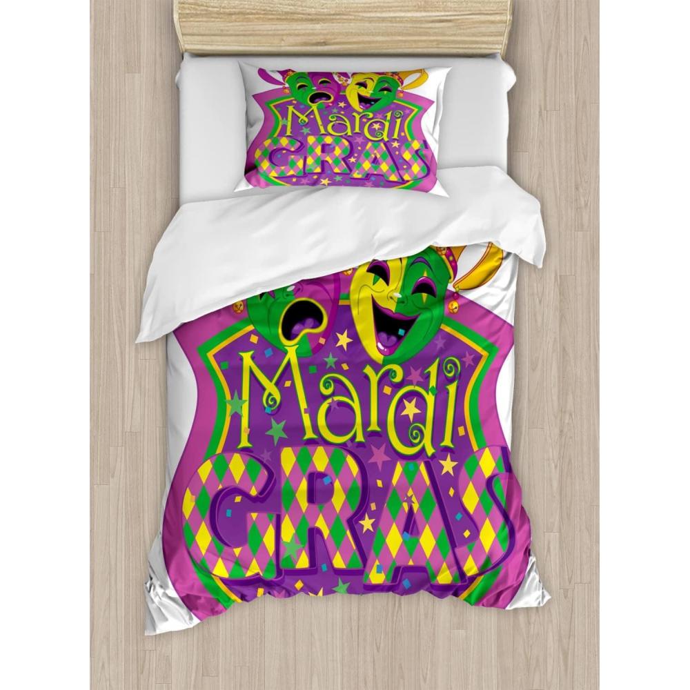 imageAmbesonne Kiss Duvet Cover Set Girl Black Silhouette Blowing Red Hearts Romance Love Valentines Day Theme Decorative 3 Piece Bedding Set with 2 Pillow Shams Queen Size Black White RedPurple Green Yellow