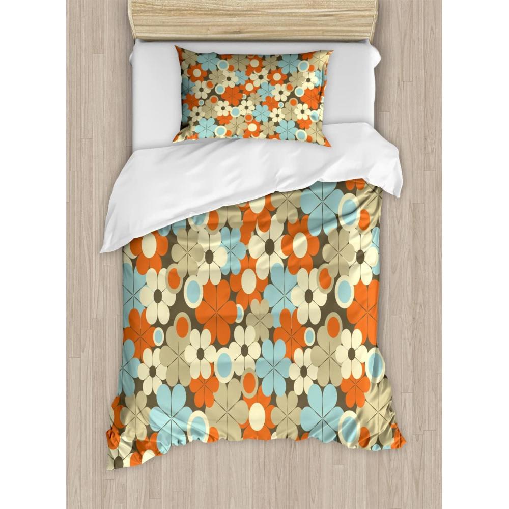 imageAmbesonne Kiss Duvet Cover Set Girl Black Silhouette Blowing Red Hearts Romance Love Valentines Day Theme Decorative 3 Piece Bedding Set with 2 Pillow Shams Queen Size Black White RedOrange Green