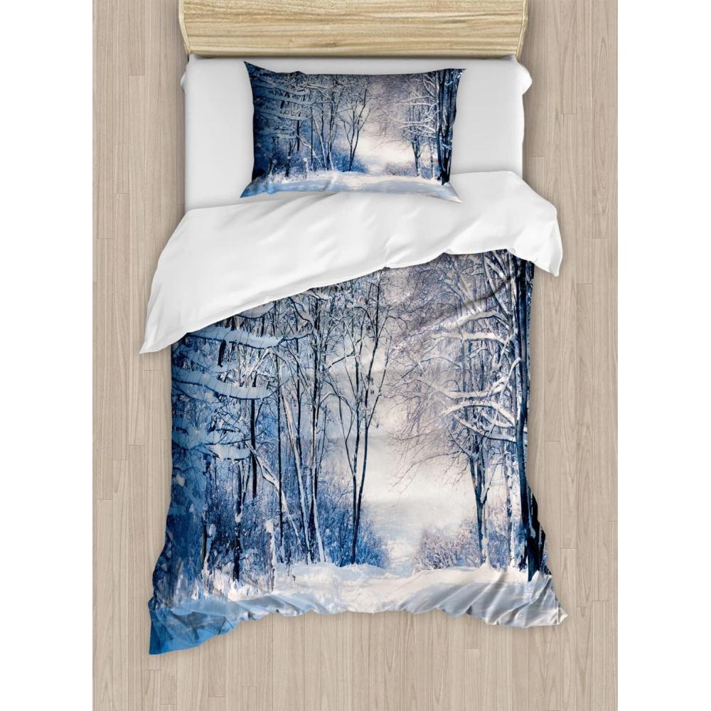 imageAmbesonne Kiss Duvet Cover Set Girl Black Silhouette Blowing Red Hearts Romance Love Valentines Day Theme Decorative 3 Piece Bedding Set with 2 Pillow Shams Queen Size Black White RedBlue Black White
