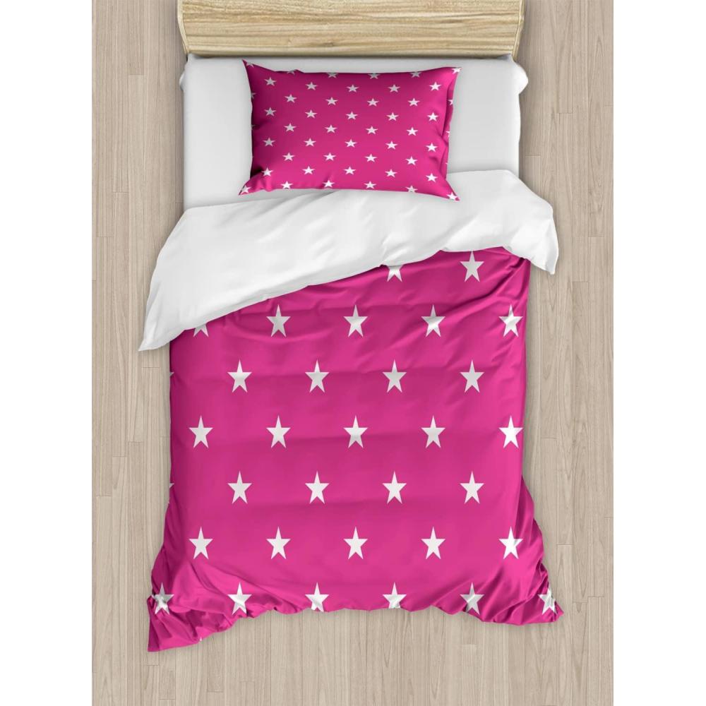 imageAmbesonne Kiss Duvet Cover Set Girl Black Silhouette Blowing Red Hearts Romance Love Valentines Day Theme Decorative 3 Piece Bedding Set with 2 Pillow Shams Queen Size Black White RedHot Pink White