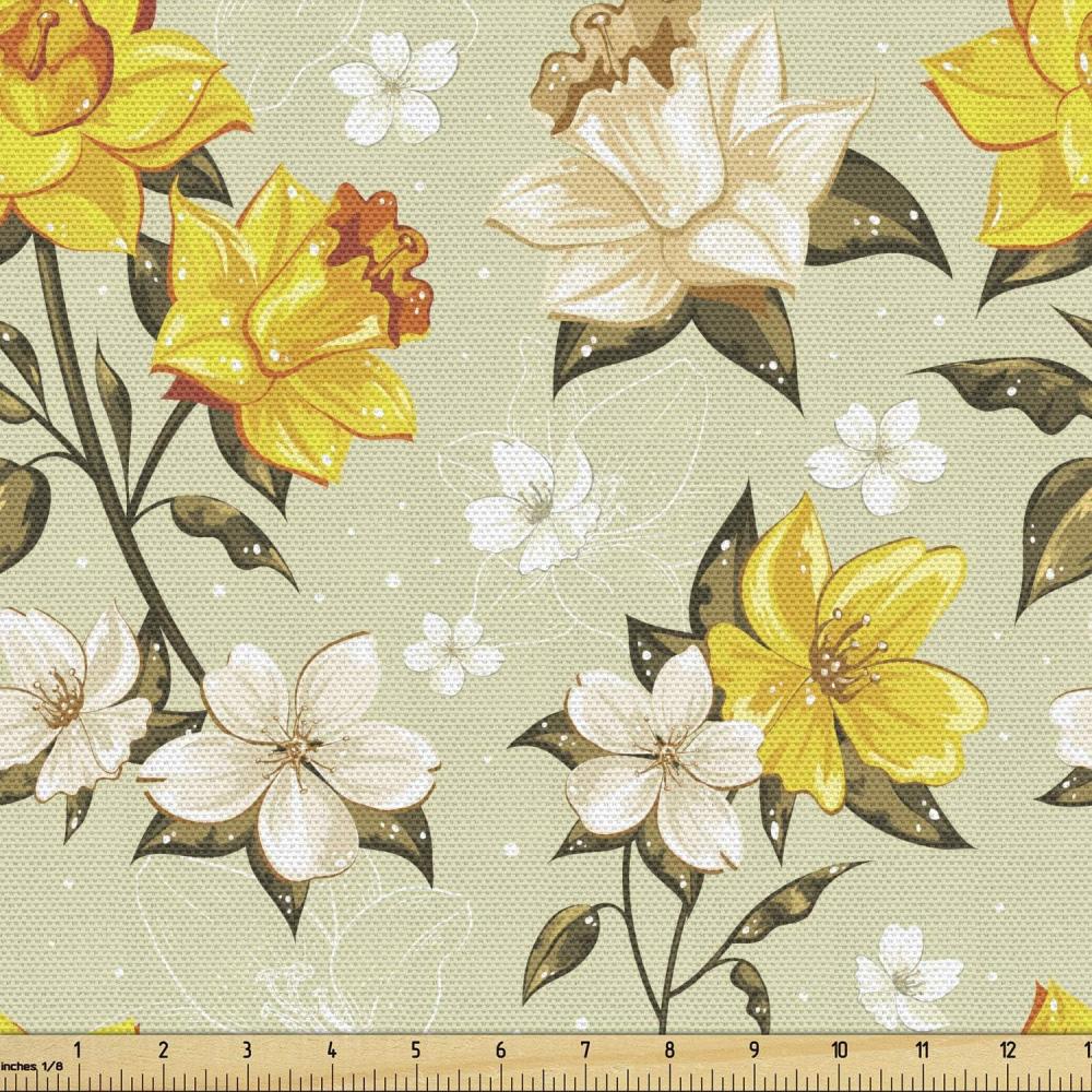 imageAmbesonne Kiss Fabric by The Yard Red Woman Lips Kiss Marks Pattern Romance Feminine Graphic Valentines Day Stretch Knit Fabric for Clothing Sewing and Arts Crafts 1 Yard Vermilion IvoryYellow Green