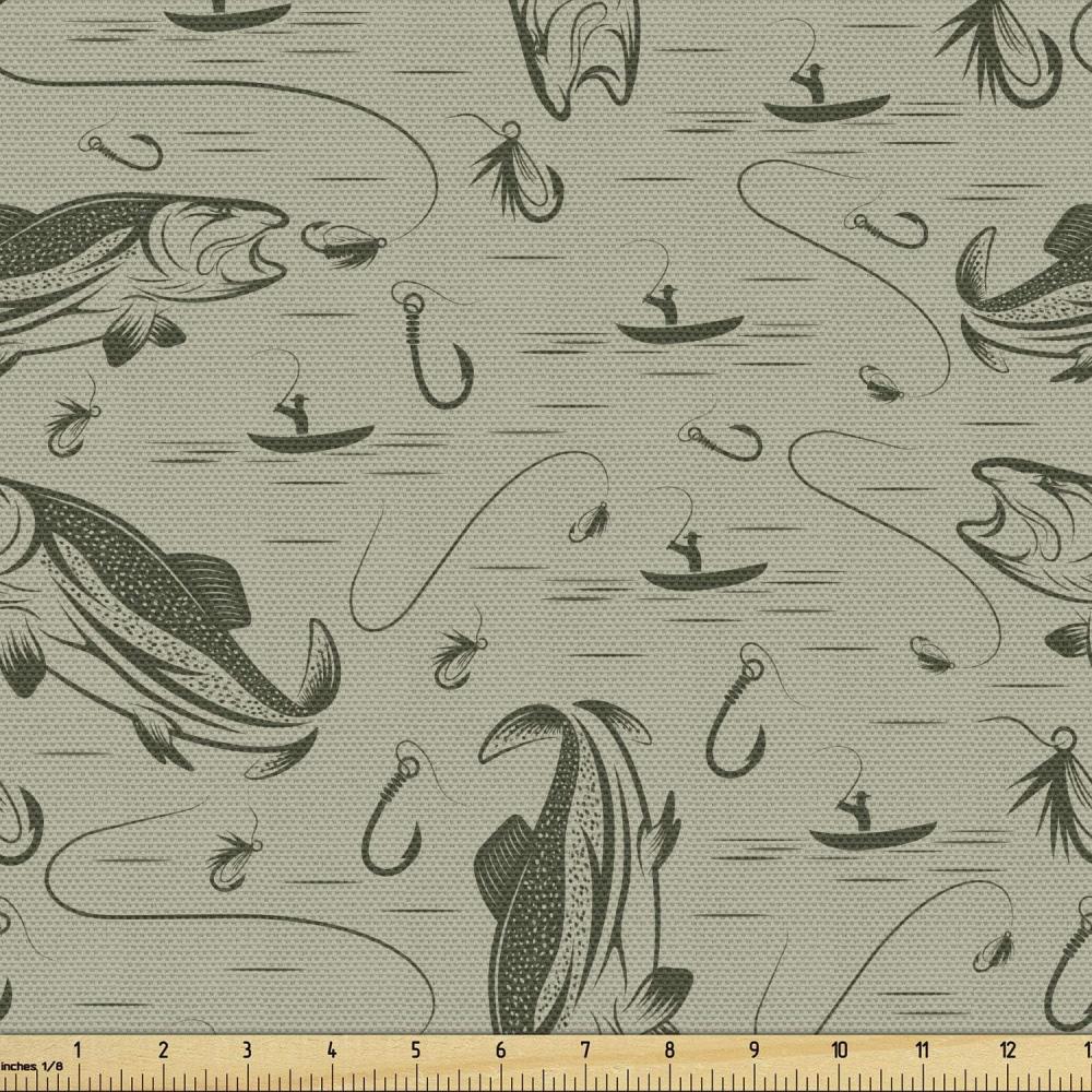 imageAmbesonne Kiss Fabric by The Yard Red Woman Lips Kiss Marks Pattern Romance Feminine Graphic Valentines Day Stretch Knit Fabric for Clothing Sewing and Arts Crafts 1 Yard Vermilion IvoryDusk Green