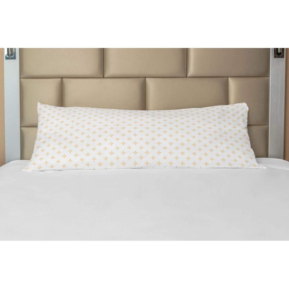 imageAmbesonne Modern Body Pillow Case Cover with Zipper Diamond Like Small Stars Pattern for Home Office Contemporary Artprint Decorative Accent Long Pillowcase 21 x 54 Apricot Yellow and White