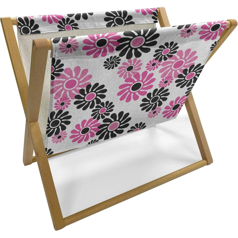 imageAmbesonne Pearls Magazine and Book Holder Bow Ties with Hearts Feminine Valentines Day Romantic Theme with Dotted Background Floor Rack Decor for Interior of Home amp Office 22 x 19 Pink BlackHot Pink White Black