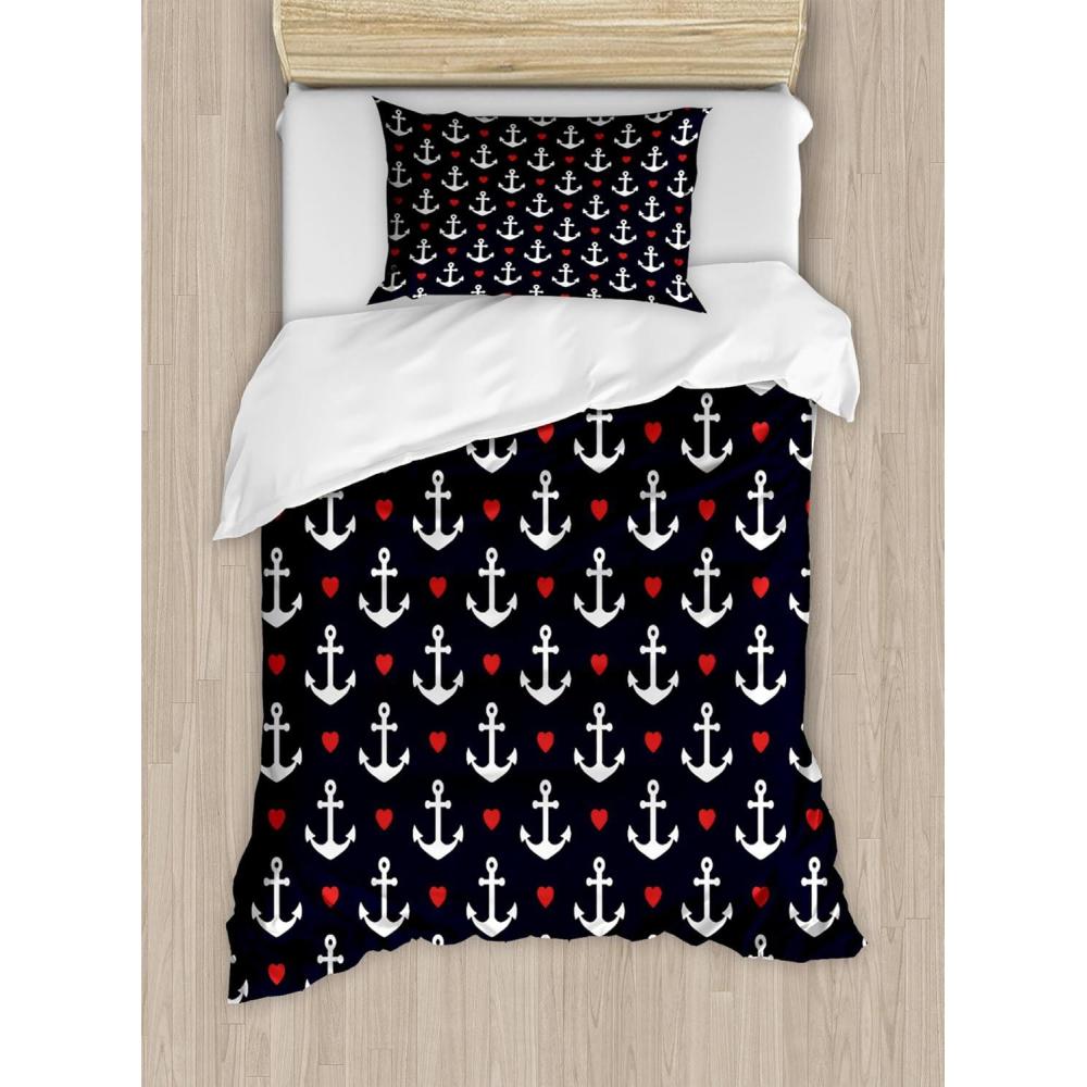 imageAmbesonne Purple Duvet Cover Set Unlucky Black Cat with Heart Filled Backdrop Valentines Day Animal Fun Decorative 3 Piece Bedding Set with 2 Pillow Shams Queen Size Lavender Pink BlackBlack Vermilion White