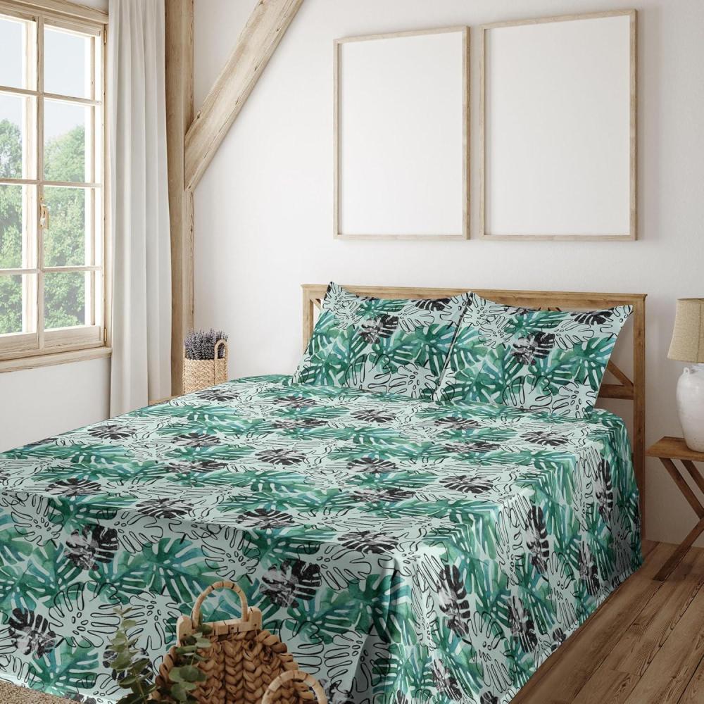 imageAmbesonne Spring Floral Sheet Set Valentines Day Concept Romantic Garden Flowers with Leaves Greenery Fitted and Flat Sheet with Pillowcases Bedding Accent 4 Piece Set Queen Seafoam Peach WhitePale Petrol Blue Grey