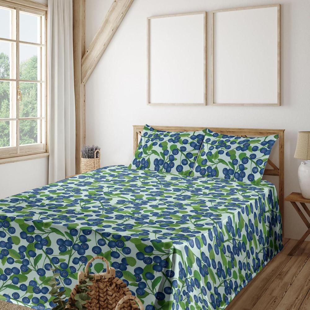 imageAmbesonne Spring Floral Sheet Set Valentines Day Concept Romantic Garden Flowers with Leaves Greenery Fitted and Flat Sheet with Pillowcases Bedding Accent 4 Piece Set Queen Seafoam Peach WhiteDark Lavender Fern Green