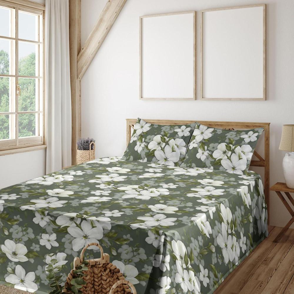 imageAmbesonne Spring Floral Sheet Set Valentines Day Concept Romantic Garden Flowers with Leaves Greenery Fitted and Flat Sheet with Pillowcases Bedding Accent 4 Piece Set Queen Seafoam Peach WhiteOff White Peacock Green