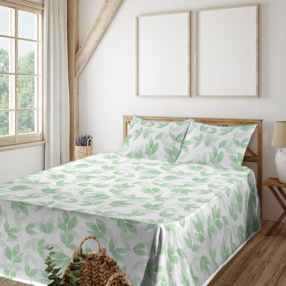 imageAmbesonne Spring Floral Sheet Set Valentines Day Concept Romantic Garden Flowers with Leaves Greenery Fitted and Flat Sheet with Pillowcases Bedding Accent 4 Piece Set Queen Seafoam Peach WhiteFern Green White