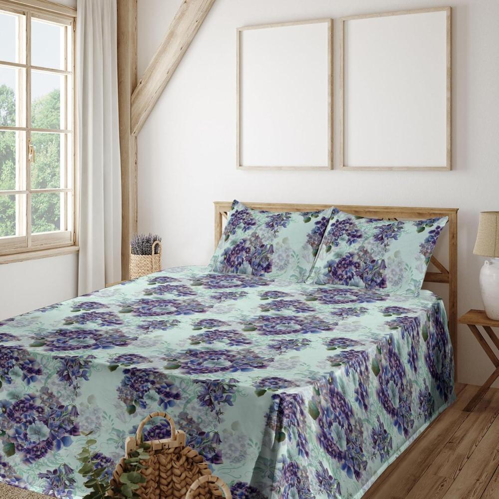 imageAmbesonne Spring Floral Sheet Set Valentines Day Concept Romantic Garden Flowers with Leaves Greenery Fitted and Flat Sheet with Pillowcases Bedding Accent 4 Piece Set Queen Seafoam Peach WhitePale Purple and Sage Green