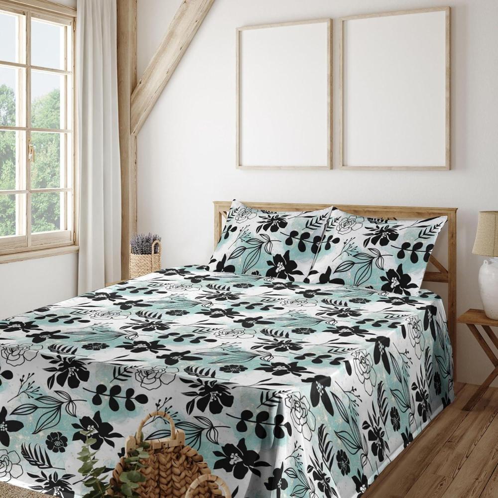 imageAmbesonne Spring Floral Sheet Set Valentines Day Concept Romantic Garden Flowers with Leaves Greenery Fitted and Flat Sheet with Pillowcases Bedding Accent 4 Piece Set Queen Seafoam Peach WhiteDark Grey White