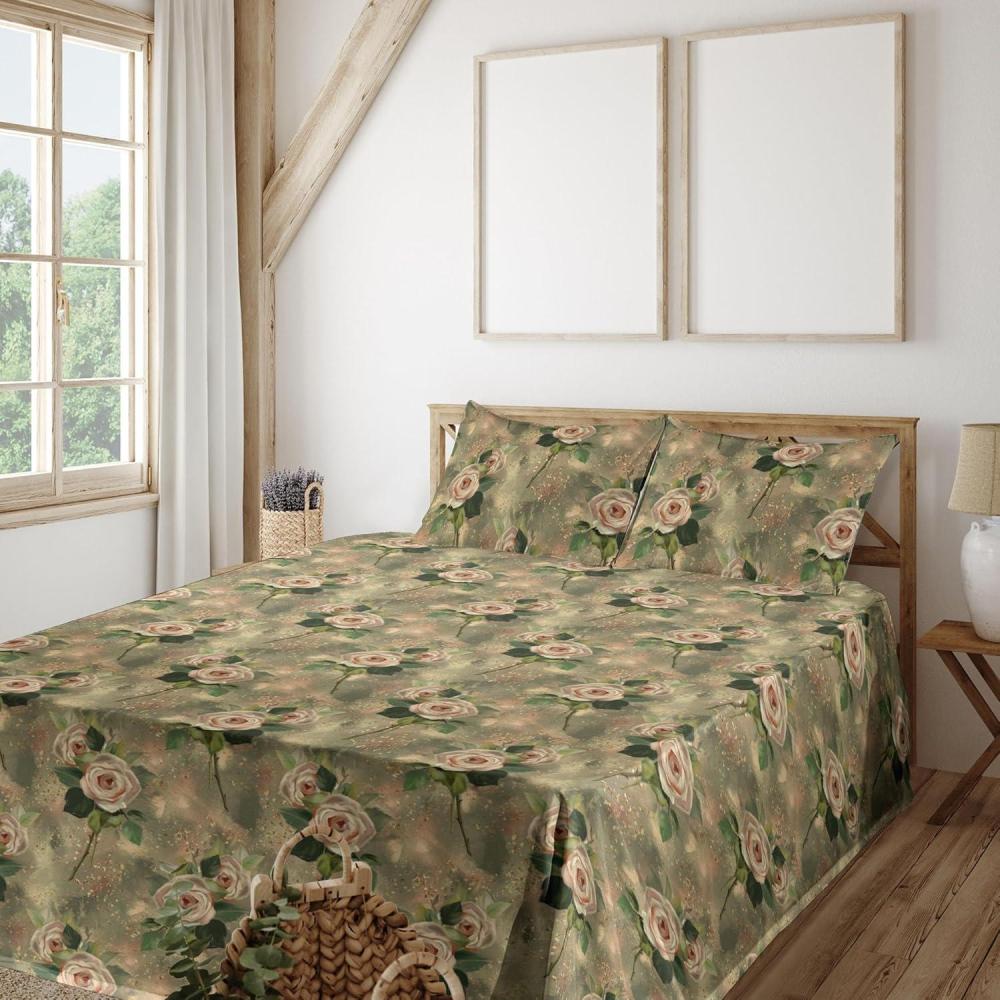 imageAmbesonne Spring Floral Sheet Set Valentines Day Concept Romantic Garden Flowers with Leaves Greenery Fitted and Flat Sheet with Pillowcases Bedding Accent 4 Piece Set Queen Seafoam Peach WhiteKhaki Blush and Green