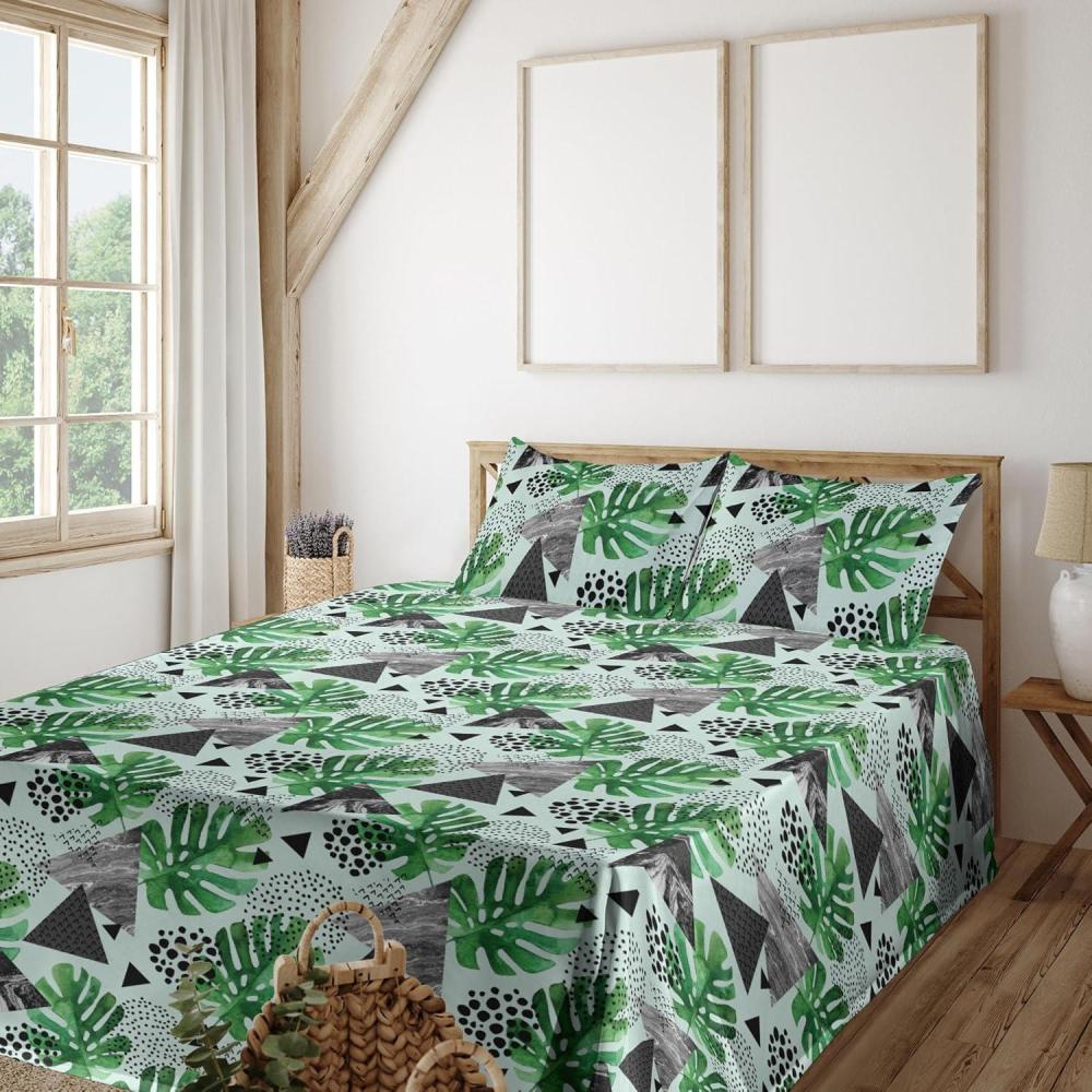 imageAmbesonne Spring Floral Sheet Set Valentines Day Concept Romantic Garden Flowers with Leaves Greenery Fitted and Flat Sheet with Pillowcases Bedding Accent 4 Piece Set Queen Seafoam Peach WhiteFern Green and Dark Grey