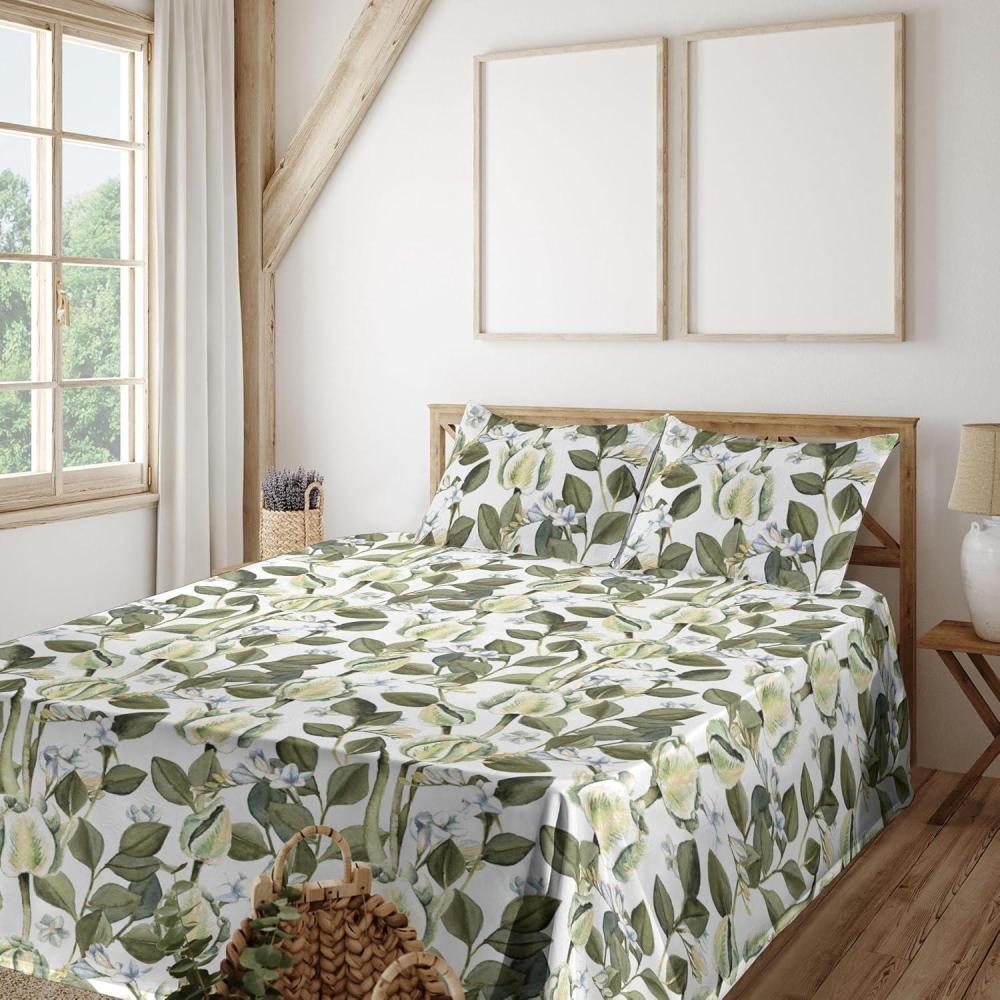 imageAmbesonne Spring Floral Sheet Set Valentines Day Concept Romantic Garden Flowers with Leaves Greenery Fitted and Flat Sheet with Pillowcases Bedding Accent 4 Piece Set Queen Seafoam Peach WhitePistachio Green and White